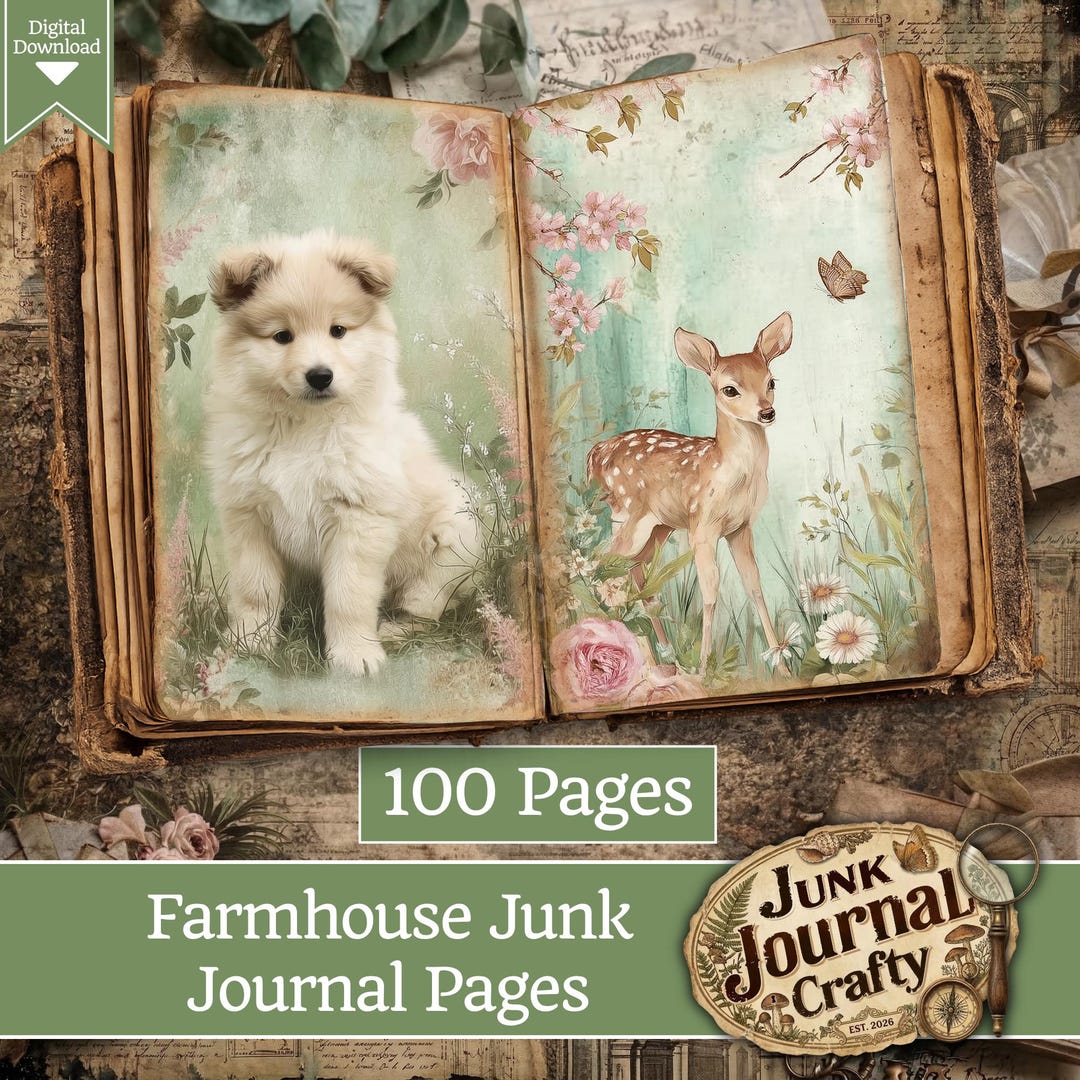 Farmhouse Junk Journal Kit, French Country Cottagecore Ephemera, Shabby ...