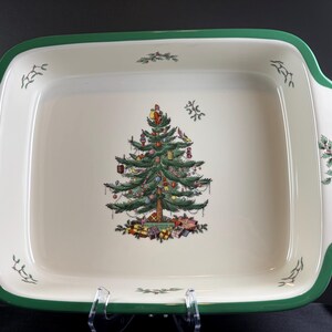 Vintage Spode Christmas Tree Large Lasagna Dish Made in England Holiday Baking Pan Original Box
