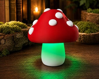 Mushroom LED Lamp, Cottagecore Ambient Light, Fantasy Book Nook Decor, Woodland Bookshelf Light