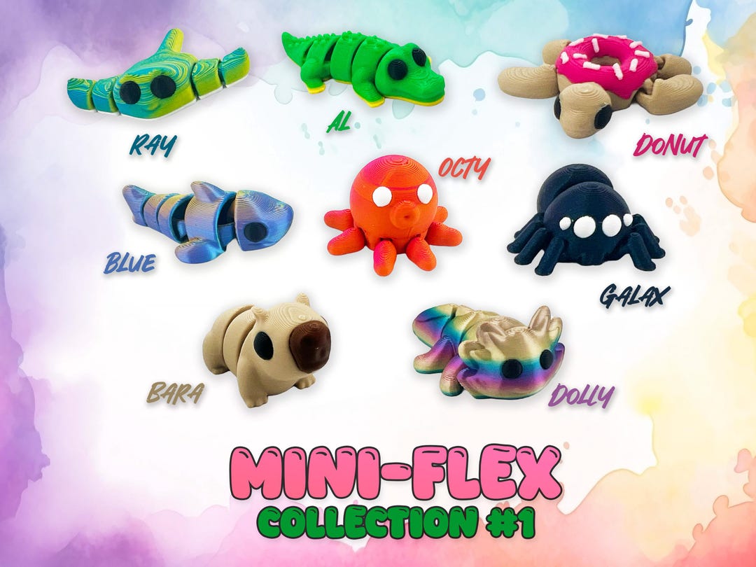 3D Printed Mini Flexi Animals | Articulated Fidget Toys | Sensory Desk ...