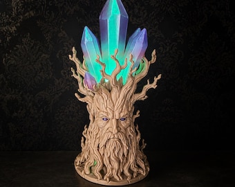 Elven Crystal Tree Lamp, Fantasy LED Book Nook Light, Crystal Tree Decor, Color Changing Lamp, Cottagecore Reader Gift