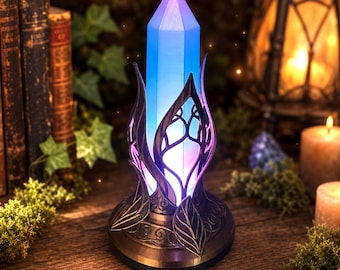 Fantasy Reading Light, Elven Accent Lamp, Book Nook Decor, Reader Gift, LED Bookshelf Light, Crystal Display