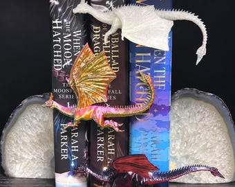 When The Moon Hatched Book Dragons Collection, Fantasy Bookshelf Decor, Dragon Book Nook Accent, Reader Gift, Dragon Lover Decor