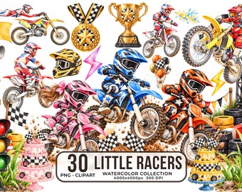 Watercolor Motocross Clipart Bundle, Dirt Bike Racing PNGs (Digital Download)