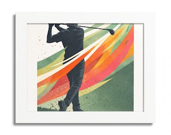 Golf Poster gerahmtes Poster, mehrfarbig | Vintage Golf Kunstdruck