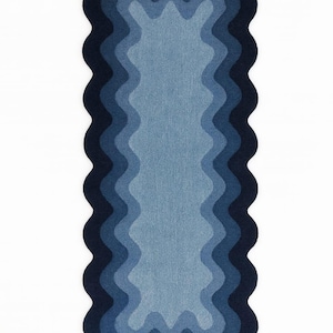 Luxury Emerald  Art Deco Geometric Handmade Rug – Modern Arch Pattern Carpet with Blue Line Detailing