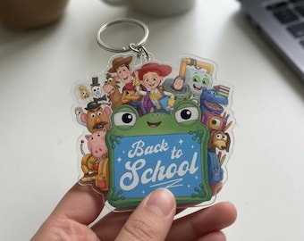 Toy and Friends Happy First Day Of School Keychains, Toy Story 5 Friendship Keychains