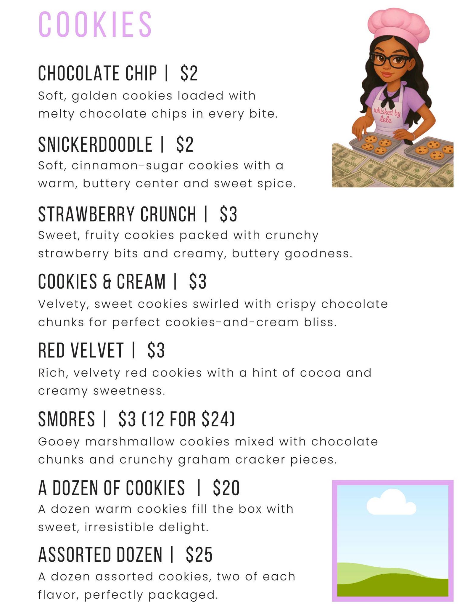Editable Cookie Menu Template Canva Printable - Etsy