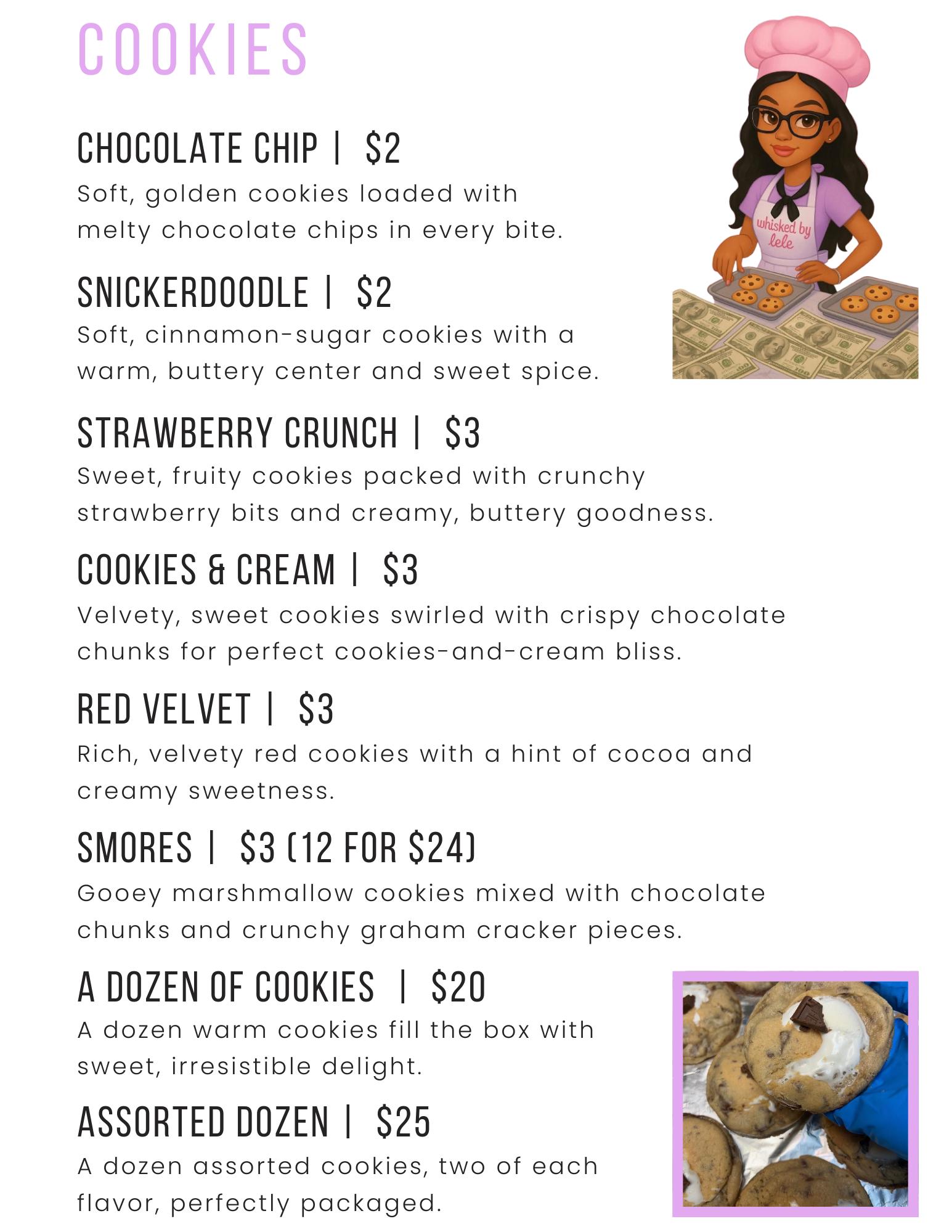 Cookie Menu.pdf Editable Cookie Menu Template Canva Printable - Etsy