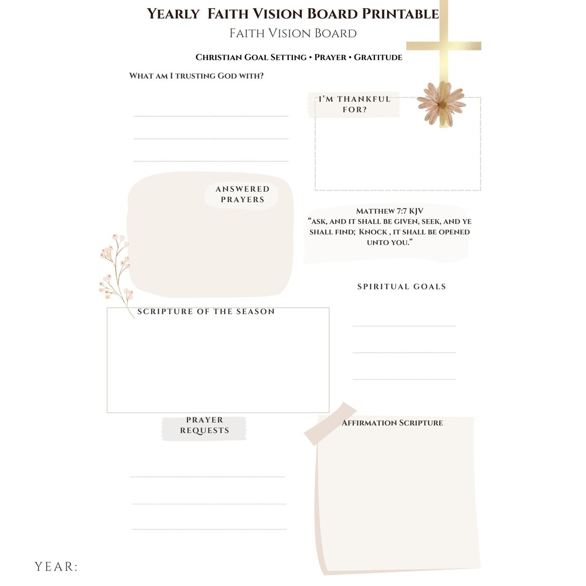 Faith Vision Examples Yearly Faith Vision Board Printable | Christian Vision Board | Prayer ...