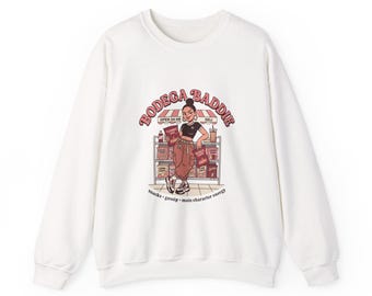 Bodega Baddie Crewneck Sweatshirt | NYC Spanglish Y2K deli sign, cherries