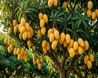 Yellow Mango Tree Tropical Mangos Fruit Plant Sweet Fruits Trees 4"Pot
