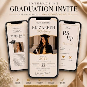Custom Graduation Invitation, Interactive Digital Invite, RSVP & Countdown, Personalized Grad Invitation with Music, Mobile Invite