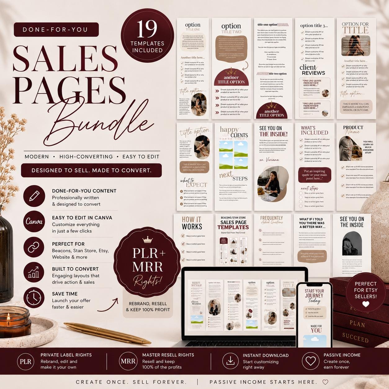 Stan Store & Beacons Sales Page Templates PLR MRR | Canva Editable ...