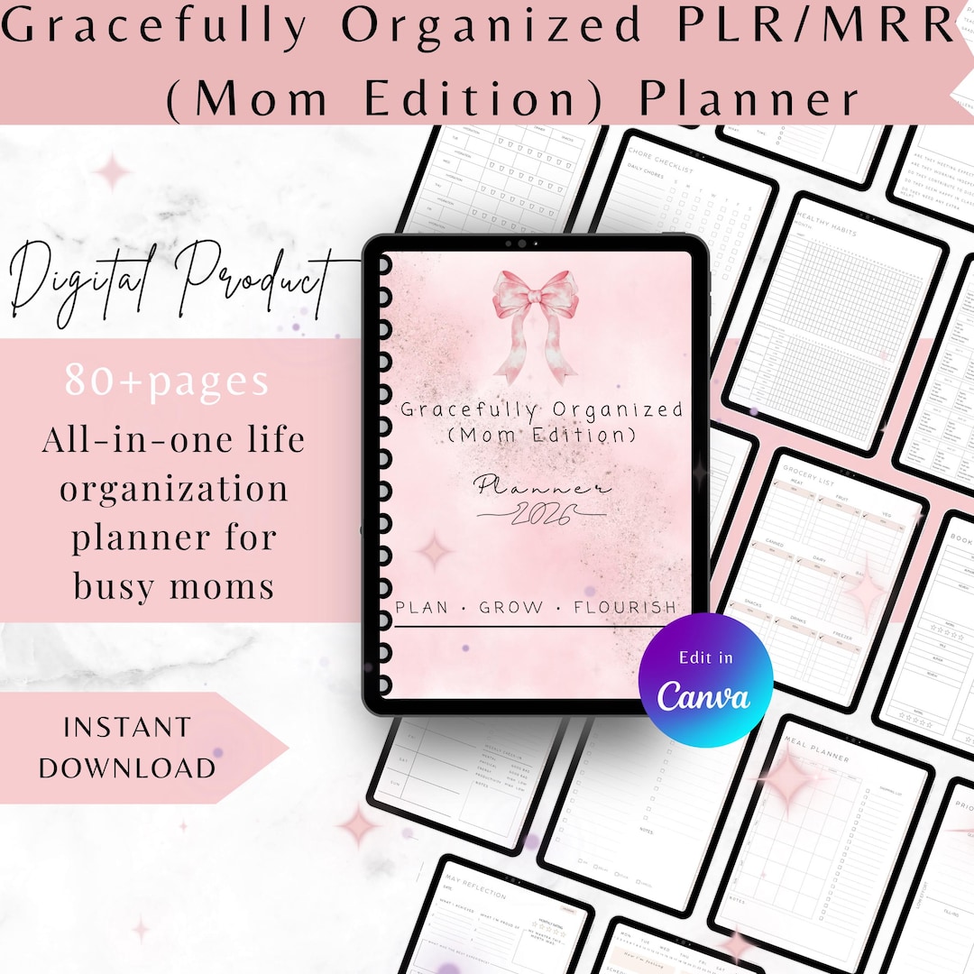 Mom Life Planner | Editable Canva Template, PLR MRR Digital Download - Etsy