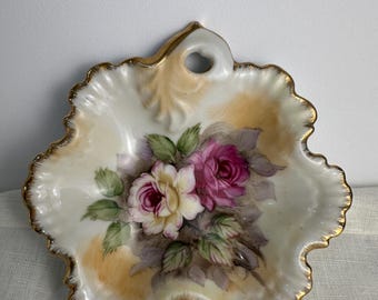 Vintage Hand painted Meridian Japan ceramic floral dish