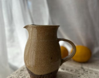 Studio Pottery Stoneware Jug Pitcher Rustic Ceramic Vase Handmade Farmhouse Decor