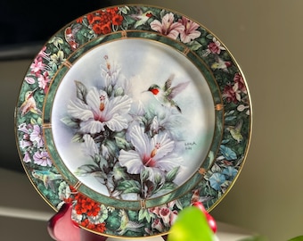 Lena Liu Hummingbird Treasury Ceramic Art Plate Collectible The Ruby Throated Hummingbird