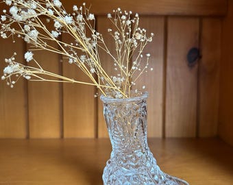 Vintage crystal cut glass fancy boot vase bud vase mini vase