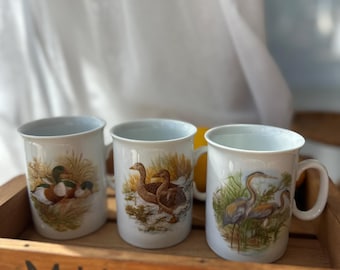 Vintage Van Nelle ceramic mugs coffee tea bird theme ducks and herons