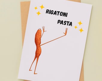Marcus the Worm Funny Birthday Card - Rigatoni Pasta