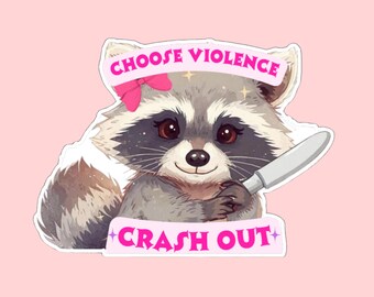 Sticker raton laveur scintillant - Design Crash Out pour gobelets et ordinateurs portables