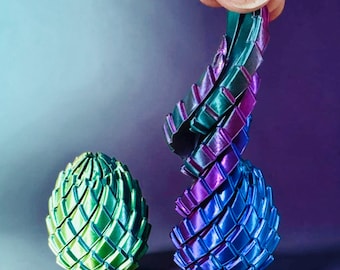 Brinquedo antiestresse em formato de ovo de dragão espiral impresso em 3D | Brinquedo de mesa com textura em espiral para aliviar o estresse