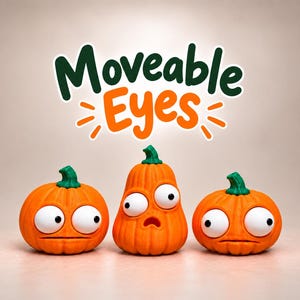 3D Printed Goofy Pumpkin with Moveable Eyes | Spooky Desk Decor (Set of 3)