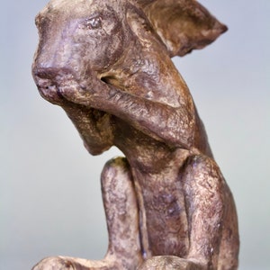 SALE PRICE Ceramic Laughing Hare Sculpture image 3