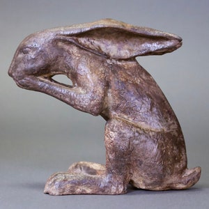 SALE PRICE Ceramic Laughing Hare Sculpture image 1