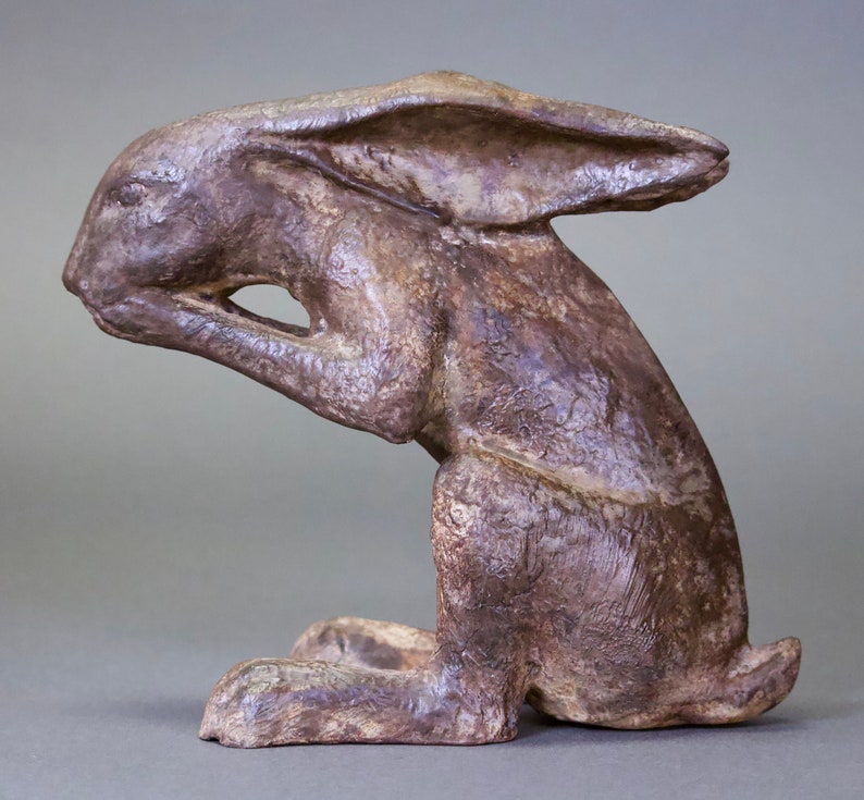 SALE PRICE Ceramic Laughing Hare Sculpture image 1