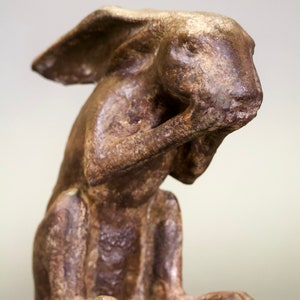 SALE PRICE Ceramic Laughing Hare Sculpture image 5