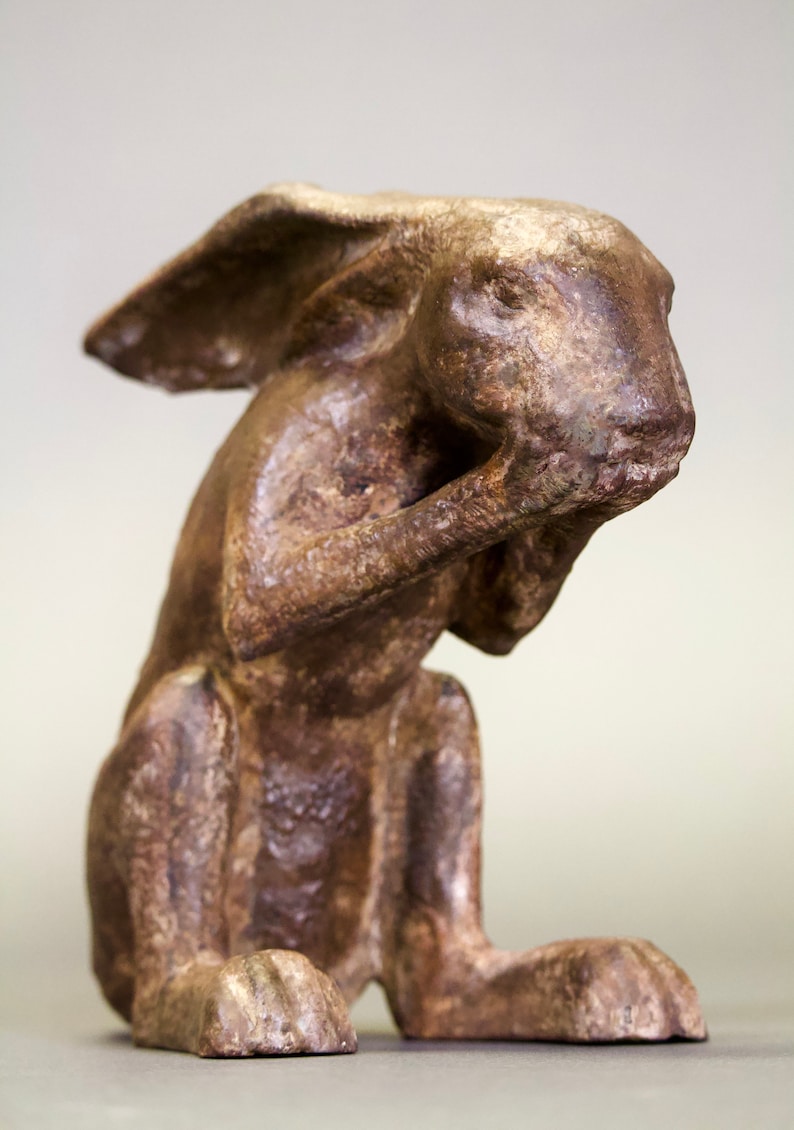 SALE PRICE Ceramic Laughing Hare Sculpture image 5