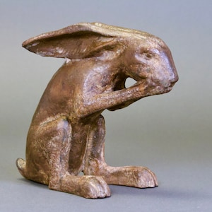 SALE PRICE Ceramic Laughing Hare Sculpture image 2