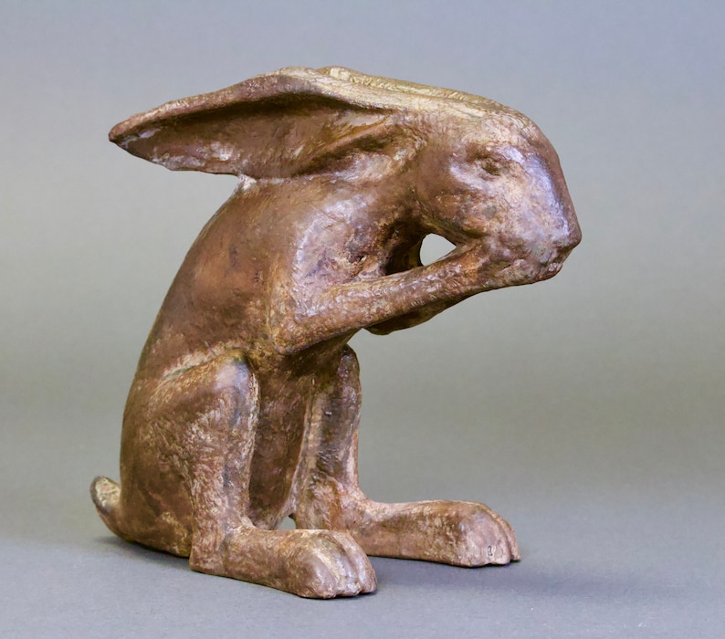 SALE PRICE Ceramic Laughing Hare Sculpture image 2