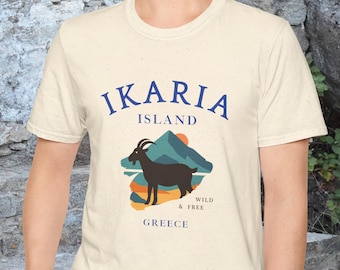 Camiseta unisex con ilustración de la montaña de cabras de la isla de Ikaria / Camiseta de Grecia