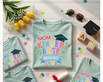 Kindergarten Graduation PNG Bundle 2026 | Family Matching Shirts