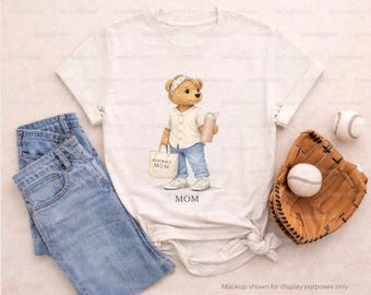 Baseball Mom Bear PNG Design | Print Ready File | DTF Transfer Design | Instant Download