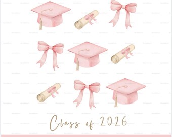 Class of 2026 Graduation PNG | Coquette Bow Design (Digital Download)