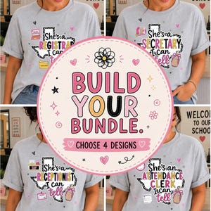 Build Your Own School Staff Bundle, Pick Any 4 PNG Designs, Teacher Shirt Graphics, School Staff Digital Download