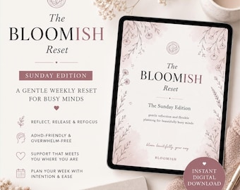 ADHD Planner, Sunday Reset Bundle, Gentle Weekly Reflection (Digital Download)