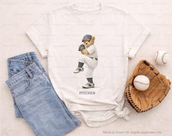 Baseball Pitcher Bear PNG Design | Print Ready File | DTF Transfer Design | Instant Download