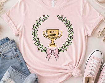 Mom Ever Trophy PNG | Minimalist Mother\'s Day Shirt Design (Digital Download)