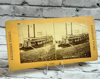 Mirino stereoscopico vintage Scheda stereoscopica Stereoscopio Foto Barca Nave Americano