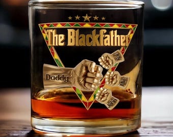 Personalized The Blackfather Whiskey Glass, Father's Day Gift For Blackfather, Dope Black Dad, Black Dad Mug, Gift For Dad Daddy