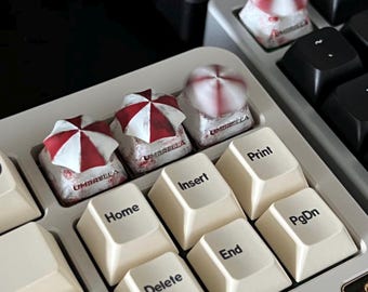 Resident Evil Inspiriert Umbrella Artisan Keycap 1U, Handbemalte Resin Tastatur Tastenkappe, Horror Gamer Geschenk, Handmade Schreibtisch Einrichtung Deco