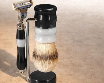 Mango de brocha de afeitar de resina y ébano solamente, mango de afeitado húmedo de 65 mm, opciones de nudo de 20 mm a 30 mm, regalo para él