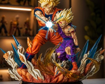 Diorama de explosión de energía de padre e hijo Saiyajin legendarios (archivo STL/imprimible en 3D)