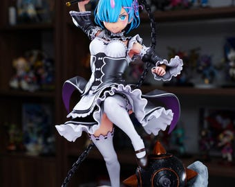 Figura de Rem Oni Maid (archivo STL) / Estatua de chica anime (modelo para impresión 3D)