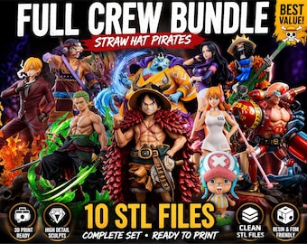 Paquete de archivos STL de la tripulación de los Sombrero de Paja Piratas / 10 archivos de impresión 3D de personajes